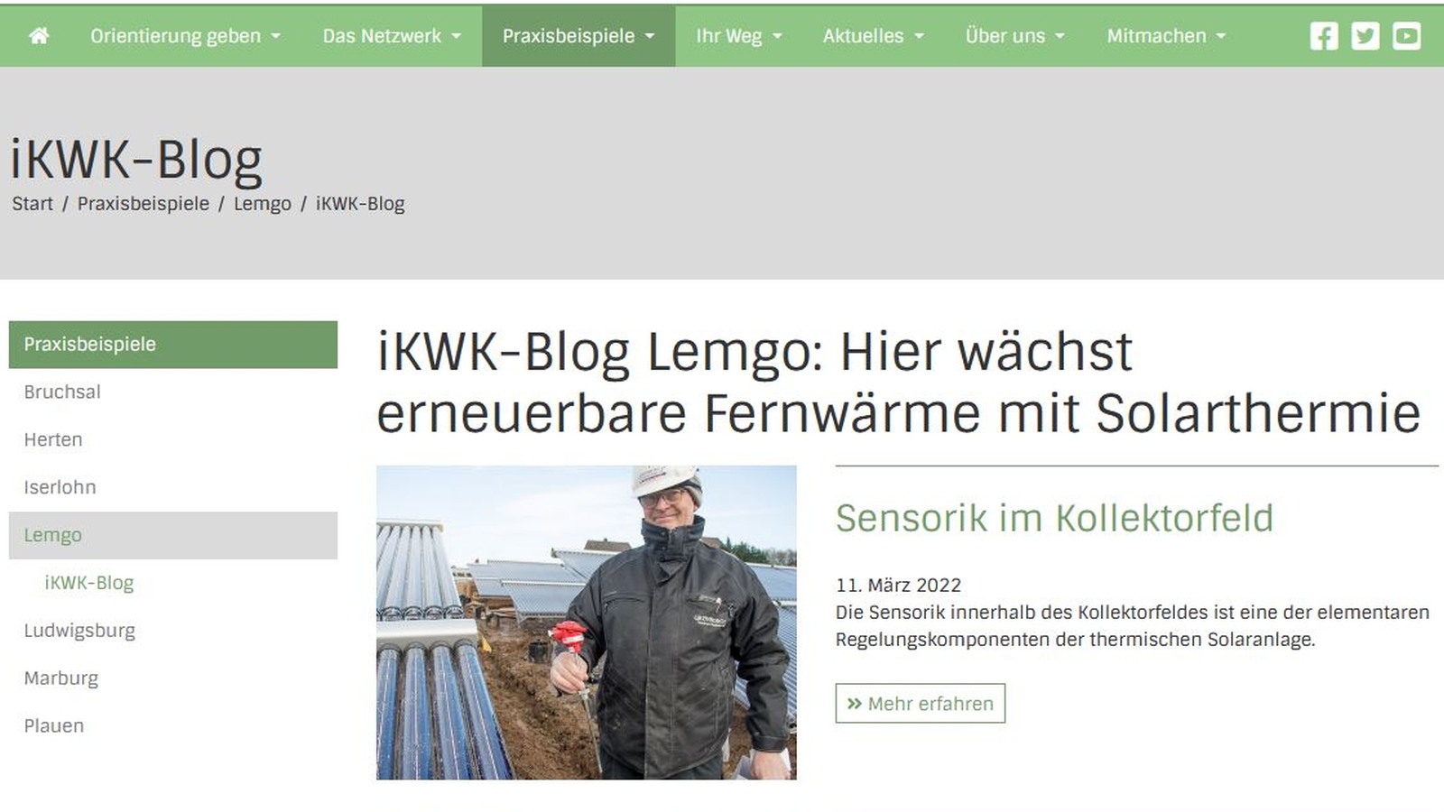 Ein Screenshot des iKWK-Blog Lemgo.