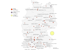 In der Deutschlandkarte wird die aktuelle Entwicklung von solarer Nah- und Fernwärme dargestellt.